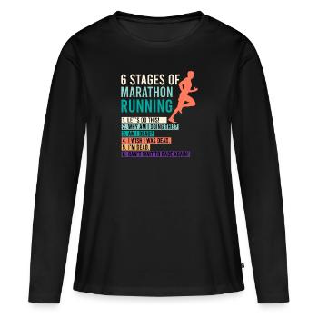 6 Stages of Marathon Running Spruch Läufer witzig - Frauen Premium Bio Langarmshirt - Schwarz - Vorne - Julia (174cm)