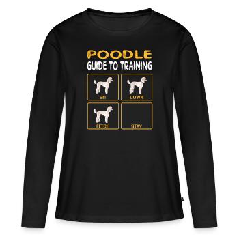 Guide de caniche à la formation de l’obéissance de chien - T-shirt manches longues Premium bio Femme - noir - Devant - Julia (174cm)