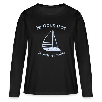 Humour de Capitaine de Bateau - T-shirt manches longues Premium bio Femme - noir - Devant - Julia (174cm)