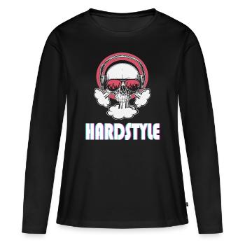 Hardstyle music tête de mort avec lunettes de soleil - T-shirt manches longues Premium bio Femme - noir - Devant - Julia (174cm)
