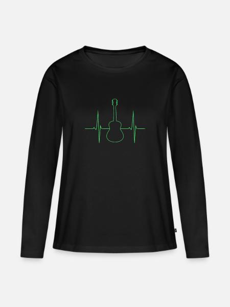 T Shirt Mann Gitarre electrique - Frauen Premium Bio Langarmshirt - Schwarz