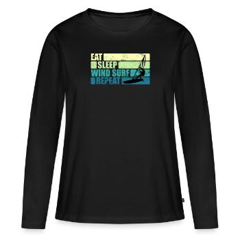 Vintage Windsurfer Cadeau Eat Sleep Windsurf - T-shirt manches longues Premium bio Femme - noir - Devant - Julia (174cm)