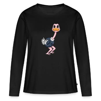 Strauß - Frauen Premium Bio Langarmshirt - Schwarz - Vorne - Julia (174cm)