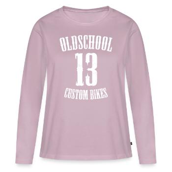 Oldschool Custom Bikes - T-shirt manches longues Premium bio Femme - rose poudré - Devant - Julia (174cm)