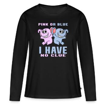 Rose ou bleu - T-shirt manches longues Premium bio Femme - noir - Devant - Julia (174cm)