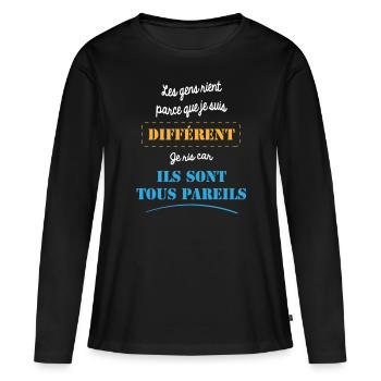 Handicapé - T-shirt manches longues Premium bio Femme - noir - Devant - Julia (174cm)