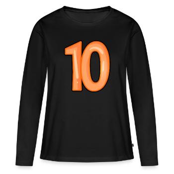 Nummer 10 - Frauen Premium Bio Langarmshirt - Schwarz - Vorne - Julia (174cm)