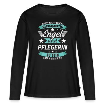 Pflegerin Altenpflegerin Krankenpflegerin Pflege - Frauen Premium Bio Langarmshirt - Schwarz - Vorne - Julia (174cm)