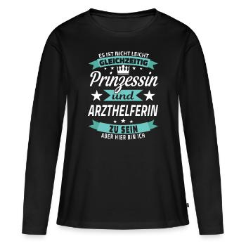 Arzthelferin Geschenk Prinzessin MFA Arztpraxis - Frauen Premium Bio Langarmshirt - Schwarz - Vorne - Julia (174cm)