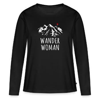 RANDONNEUR WOMAN - Montagnes Randonnée coeur sort cadeau - T-shirt manches longues Premium bio Femme - noir - Devant - Julia (174cm)
