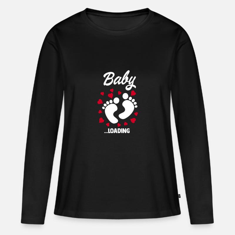 Baby Loading Schwangerschaft Umstandsmode - Frauen Premium Bio Langarmshirt - Schwarz