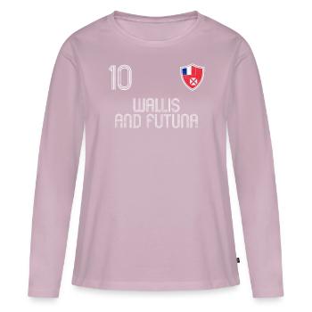 Équipe de football Valais et Futuna - T-shirt manches longues Premium bio Femme - rose poudré - Devant - Julia (174cm)