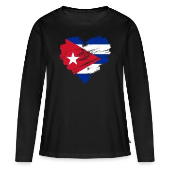 Cuba - T-shirt manches longues Premium bio Femme - noir - Devant - Julia (174cm)