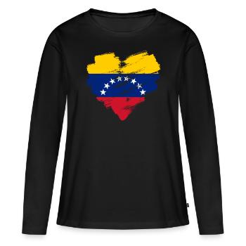 Venezuela - T-shirt manches longues Premium bio Femme - noir - Devant - Julia (174cm)
