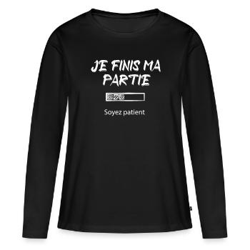 cadeau geek ado - T-shirt manches longues Premium bio Femme - noir - Devant - Julia (174cm)