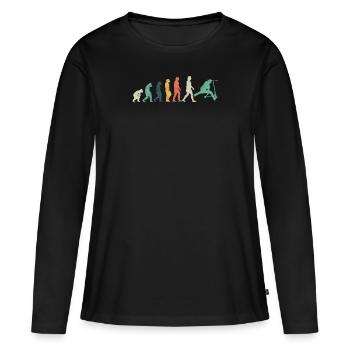 Rouleau de scooter Evolution - T-shirt manches longues Premium bio Femme - noir - Devant - Julia (174cm)