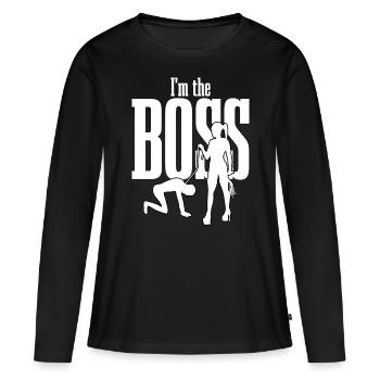 I'm the Boss - Domina Herrin - Frauen Premium Bio Langarmshirt - Schwarz - Vorne - Julia (174cm)