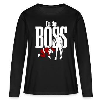 Domina und Weihnachtsmann - Frauen Premium Bio Langarmshirt - Schwarz - Vorne - Julia (174cm)
