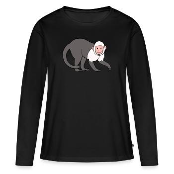 Singe capucin Singe - T-shirt manches longues Premium bio Femme - noir - Devant - Julia (174cm)