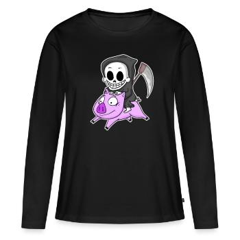 Faucheuse et Cochon - T-shirt manches longues Premium bio Femme - noir - Devant - Julia (174cm)