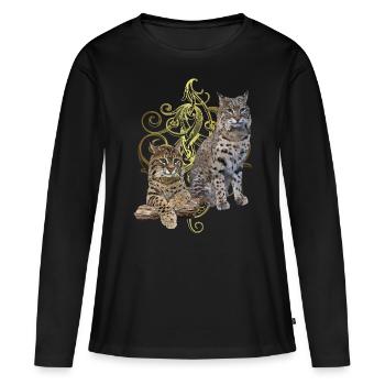 Luchs - Frauen Premium Bio Langarmshirt - Schwarz - Vorne - Julia (174cm)