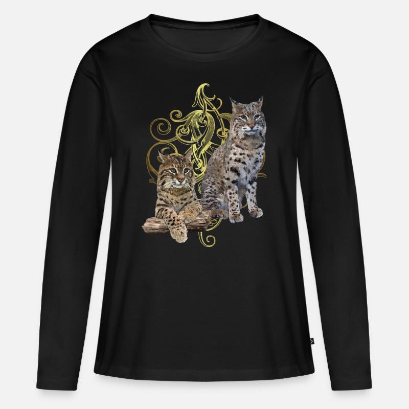 Luchs - Frauen Premium Bio Langarmshirt - Schwarz