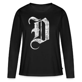 Tshirt alphabet initiale D - T-shirt manches longues Premium bio Femme - noir - Devant - Julia (174cm)