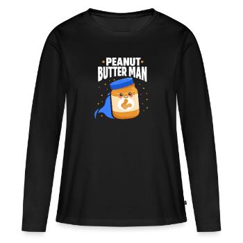 Beurre d’arachide Beurre d’arachide Cadeau d’arachide - T-shirt manches longues Premium bio Femme - noir - Devant - Julia (174cm)
