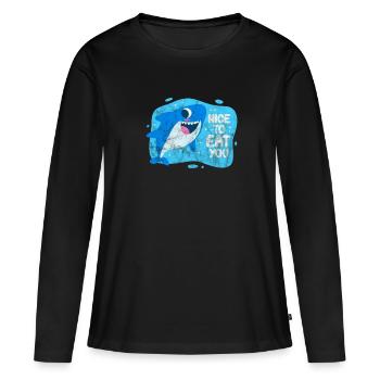 Requins Shark Ailerons de requin Shark Sea Gift - T-shirt manches longues Premium bio Femme - noir - Devant - Julia (174cm)