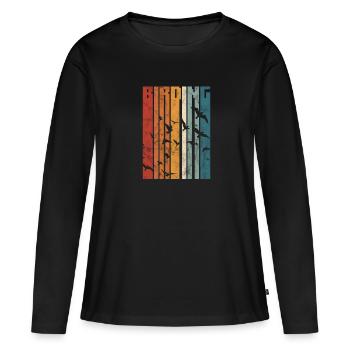 Ornithologie Observation des oiseaux Ornithologue Observation des oiseaux - T-shirt manches longues Premium bio Femme - noir - Devant - Julia (174cm)