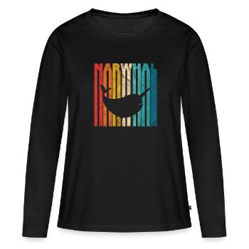Narval - T-shirt manches longues Premium bio Femme - noir - Devant - Julia (174cm)