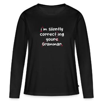 Grammar Teacher - Women's Premium Organic Long Sleeve Shirt - black - Front - Julia (174cm)