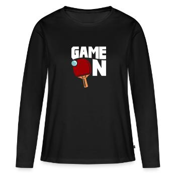 Ping-Pong Tischtennis Pingpong Ping Pong Geschenk - Frauen Premium Bio Langarmshirt - Schwarz - Vorne - Julia (174cm)