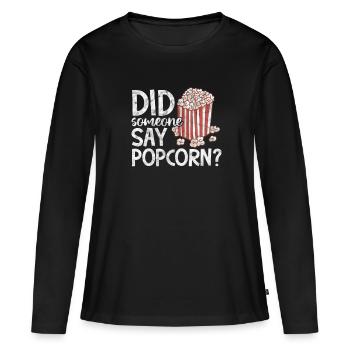 Pop-corn - T-shirt manches longues Premium bio Femme - noir - Devant - Julia (174cm)