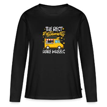Food Truck Fast Food Streetfood Burger Cadeau - T-shirt manches longues Premium bio Femme - noir - Devant - Julia (174cm)