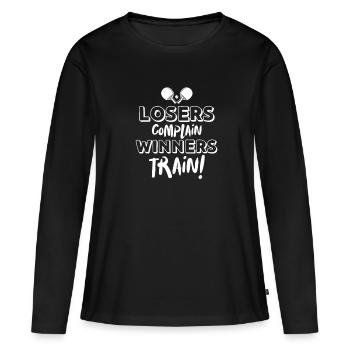 Ping-Pong Tischtennis Pingpong Ping Pong Geschenk - Frauen Premium Bio Langarmshirt - Schwarz - Vorne - Julia (174cm)