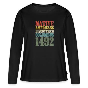 Cadeau Apache amérindien - T-shirt manches longues Premium bio Femme - noir - Devant - Julia (174cm)