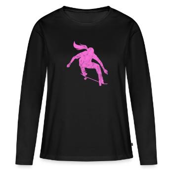 Skateboard Skater Fille Skate Skate Cadeau - T-shirt manches longues Premium bio Femme - noir - Devant - Julia (174cm)