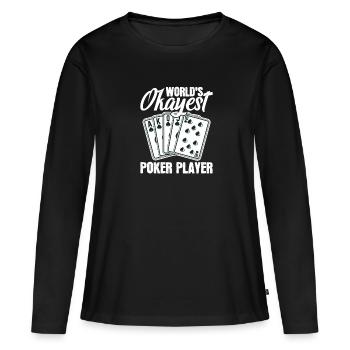 Poker PokerFace Poker All In Casino Cadeau - T-shirt manches longues Premium bio Femme - noir - Devant - Julia (174cm)