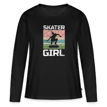 Skateboard Skater Fille Skate Skate Cadeau - T-shirt manches longues Premium bio Femme - noir - Devant - Julia (174cm)