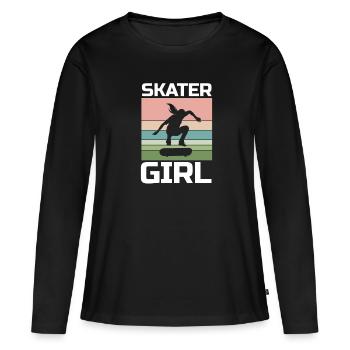 Skate Skater Fille - T-shirt manches longues Premium bio Femme - noir - Devant - Julia (174cm)