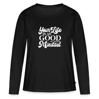 Motivation - T-shirt manches longues Premium bio Femme - noir - Devant - Julia (174cm)