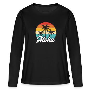 Hawaii - Frauen Premium Bio Langarmshirt - Schwarz - Vorne - Julia (174cm)