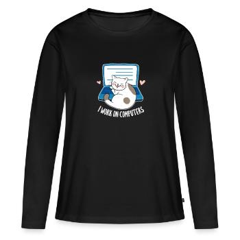 Computer - Frauen Premium Bio Langarmshirt - Schwarz - Vorne - Julia (174cm)