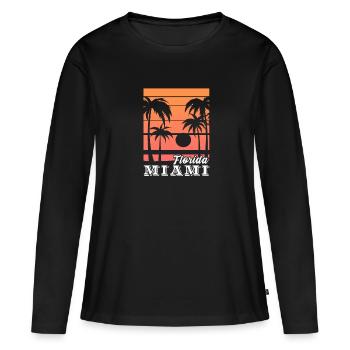 Miami - T-shirt manches longues Premium bio Femme - noir - Devant - Julia (174cm)