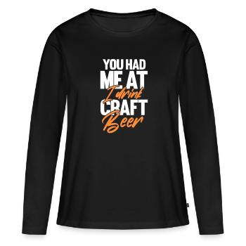 Bière - T-shirt manches longues Premium bio Femme - noir - Devant - Julia (174cm)
