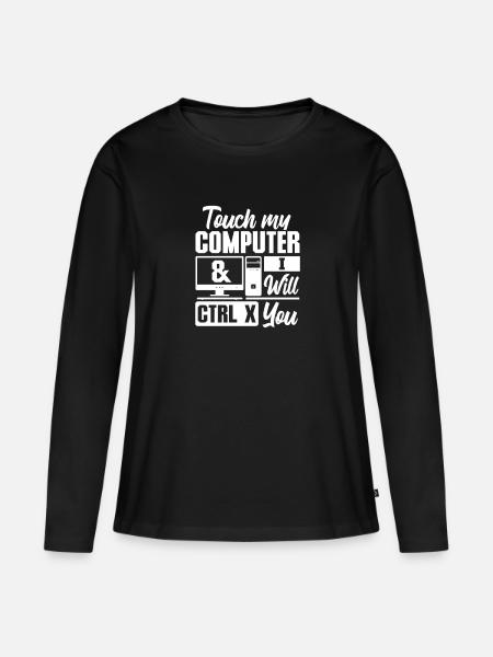 Computer - Frauen Premium Bio Langarmshirt - Schwarz