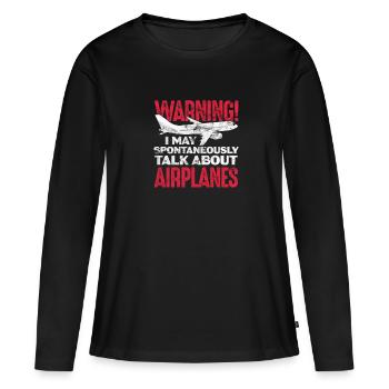 Pilote - T-shirt manches longues Premium bio Femme - noir - Devant - Julia (174cm)