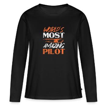 Pilot - Frauen Premium Bio Langarmshirt - Schwarz - Vorne - Julia (174cm)
