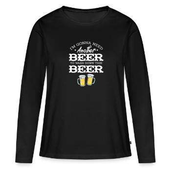 Bière - T-shirt manches longues Premium bio Femme - noir - Devant - Julia (174cm)